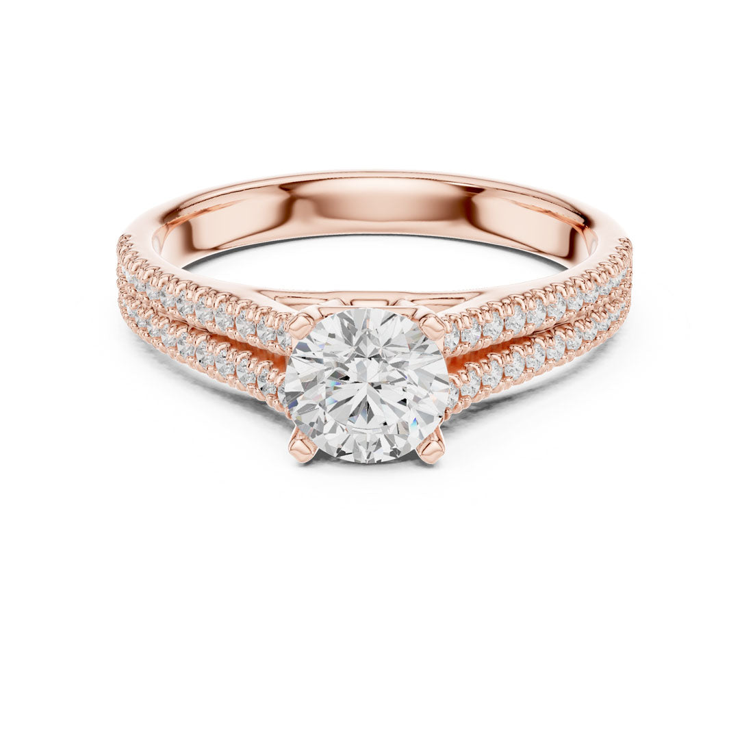 1.06 Ct. Round Diamond Solitaire with Double-Row Pavé Band (LR-0326) 7