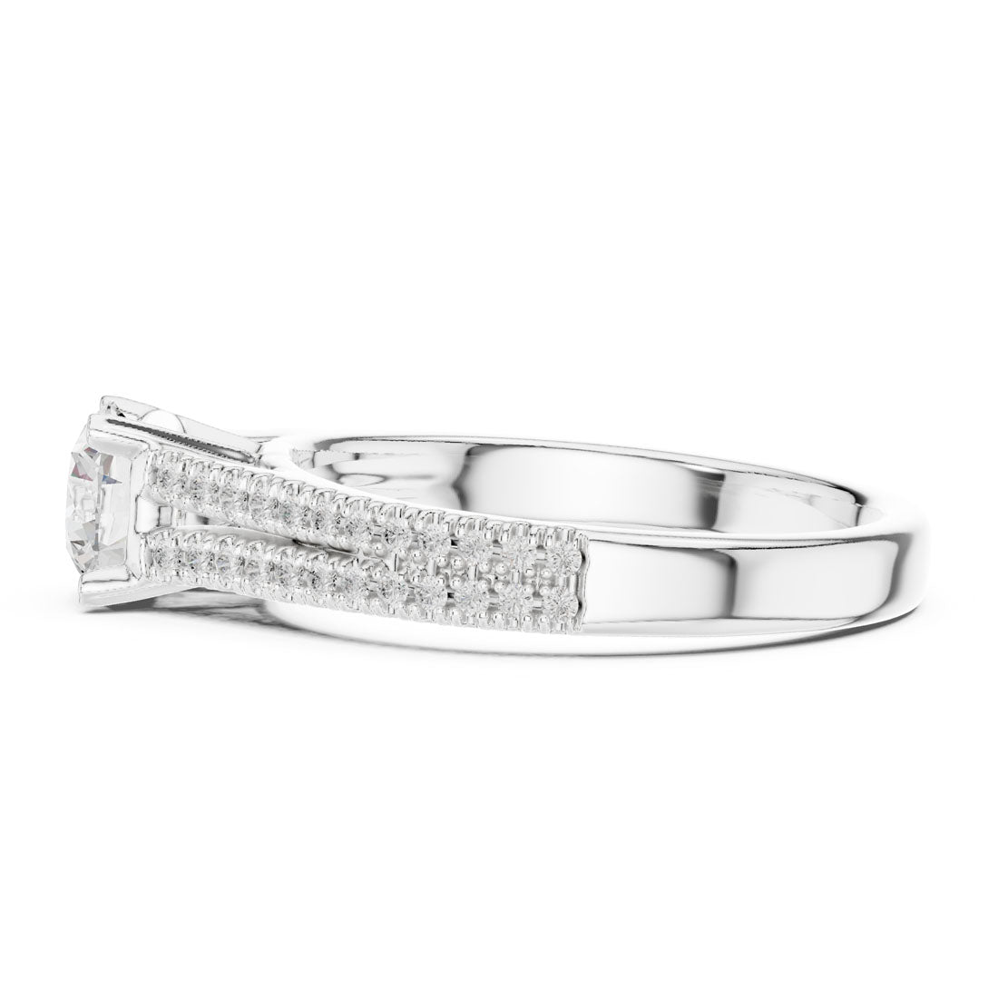 1.06 Ct. Round Diamond Solitaire with Double-Row Pavé Band (LR-0326) 12