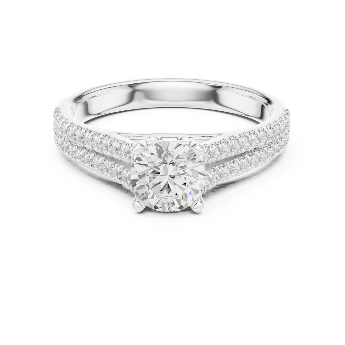 1.06 Ct. Round Diamond Solitaire with Double-Row Pavé Band (LR-0326) 5