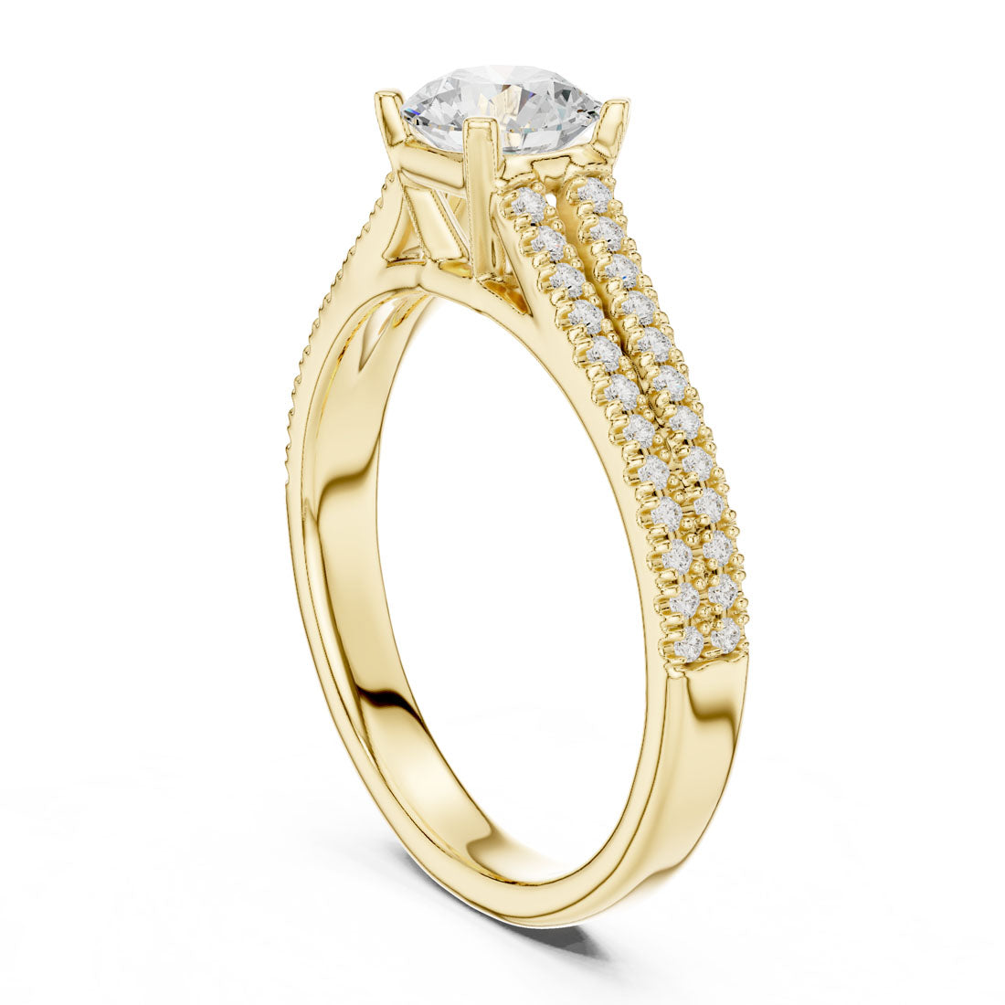 1.06 Ct. Round Diamond Solitaire with Double-Row Pavé Band (LR-0326) 3