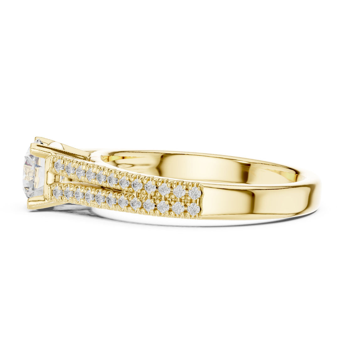 1.06 Ct. Round Diamond Solitaire with Double-Row Pavé Band (LR-0326) 4