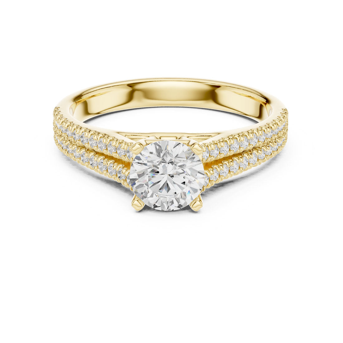 1.06 Ct. Round Diamond Solitaire with Double-Row Pavé Band (LR-0326)