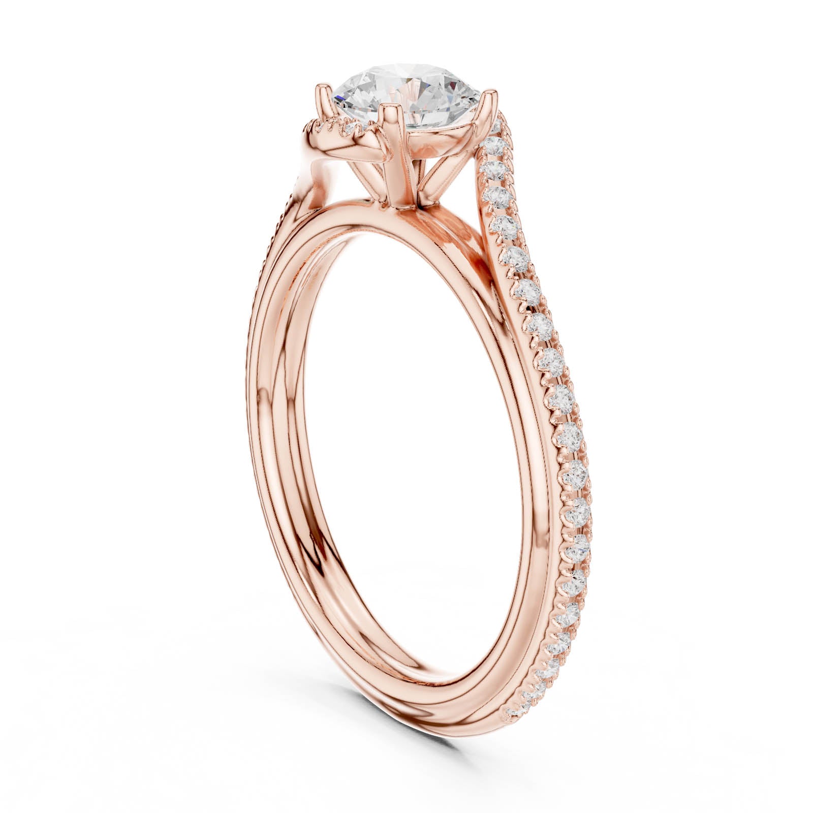 .96 Ct. Round Diamond Ring with Pavé Crossover Band (LR-0336) 12