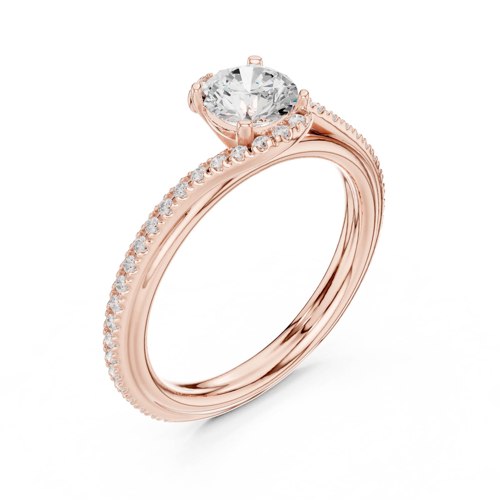 .96 Ct. Round Diamond Ring with Pavé Crossover Band (LR-0336) 6