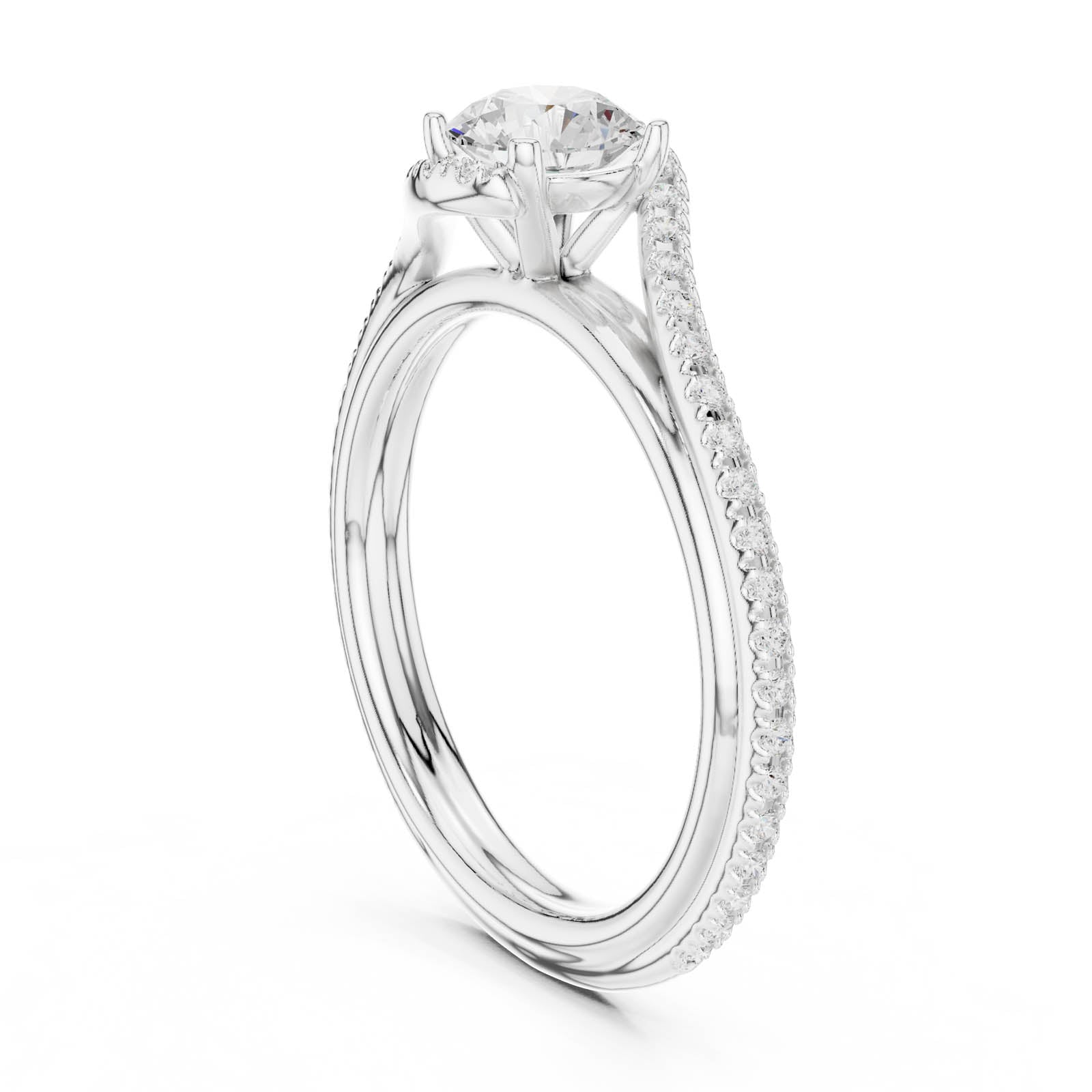 .96 Ct. Round Diamond Ring with Pavé Crossover Band (LR-0336) 4