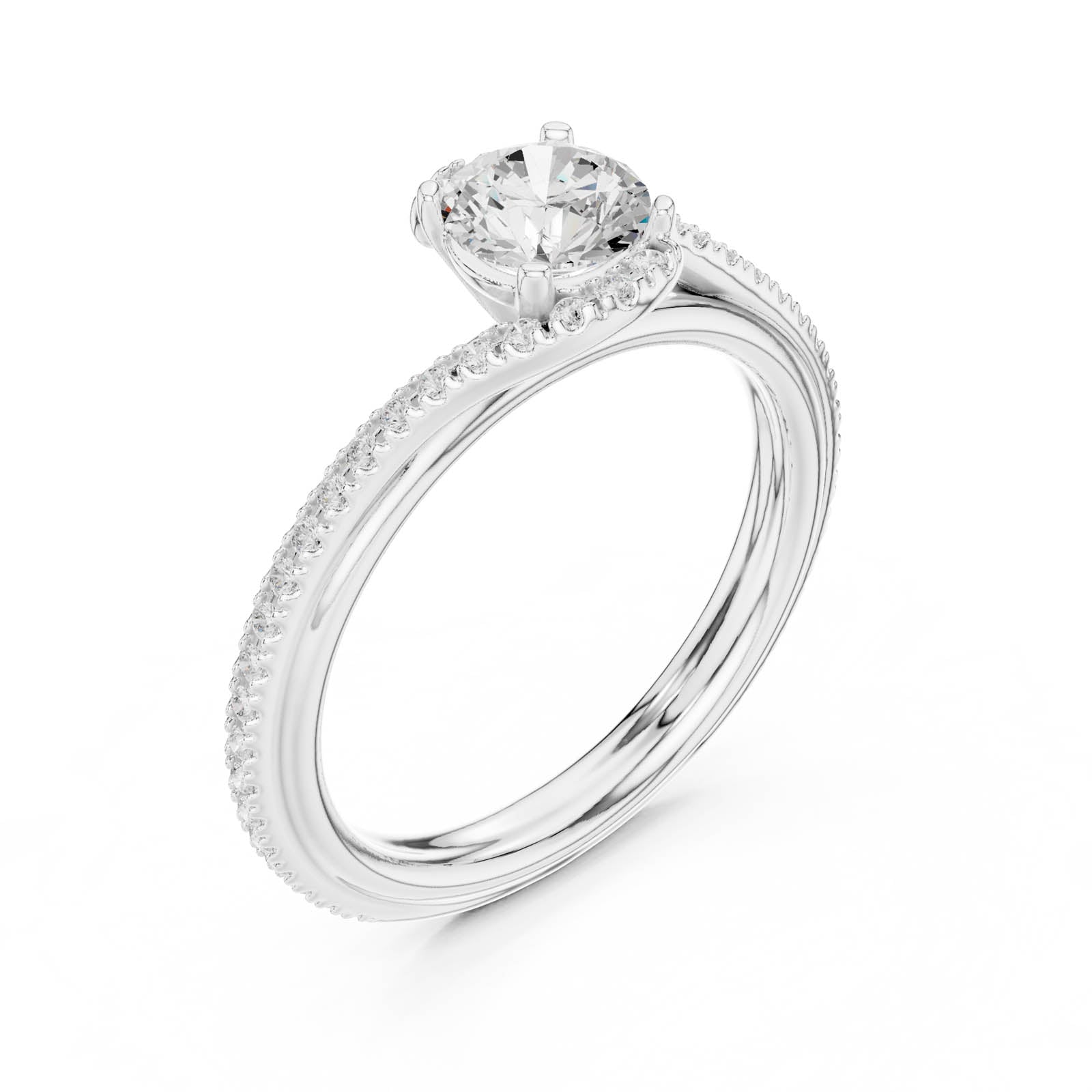 .96 Ct. Round Diamond Ring with Pavé Crossover Band (LR-0336) 10