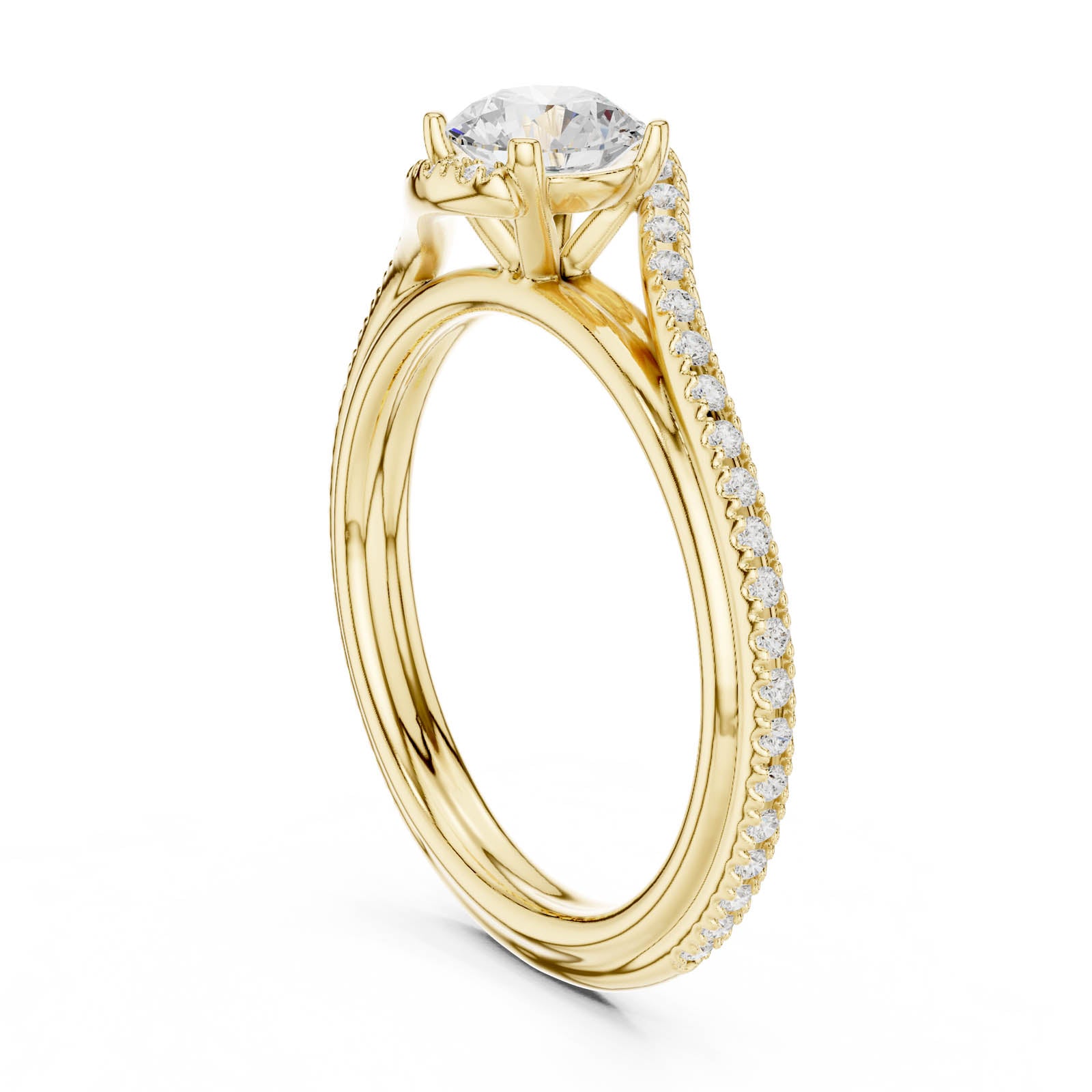 .96 Ct. Round Diamond Ring with Pavé Crossover Band (LR-0336) 8