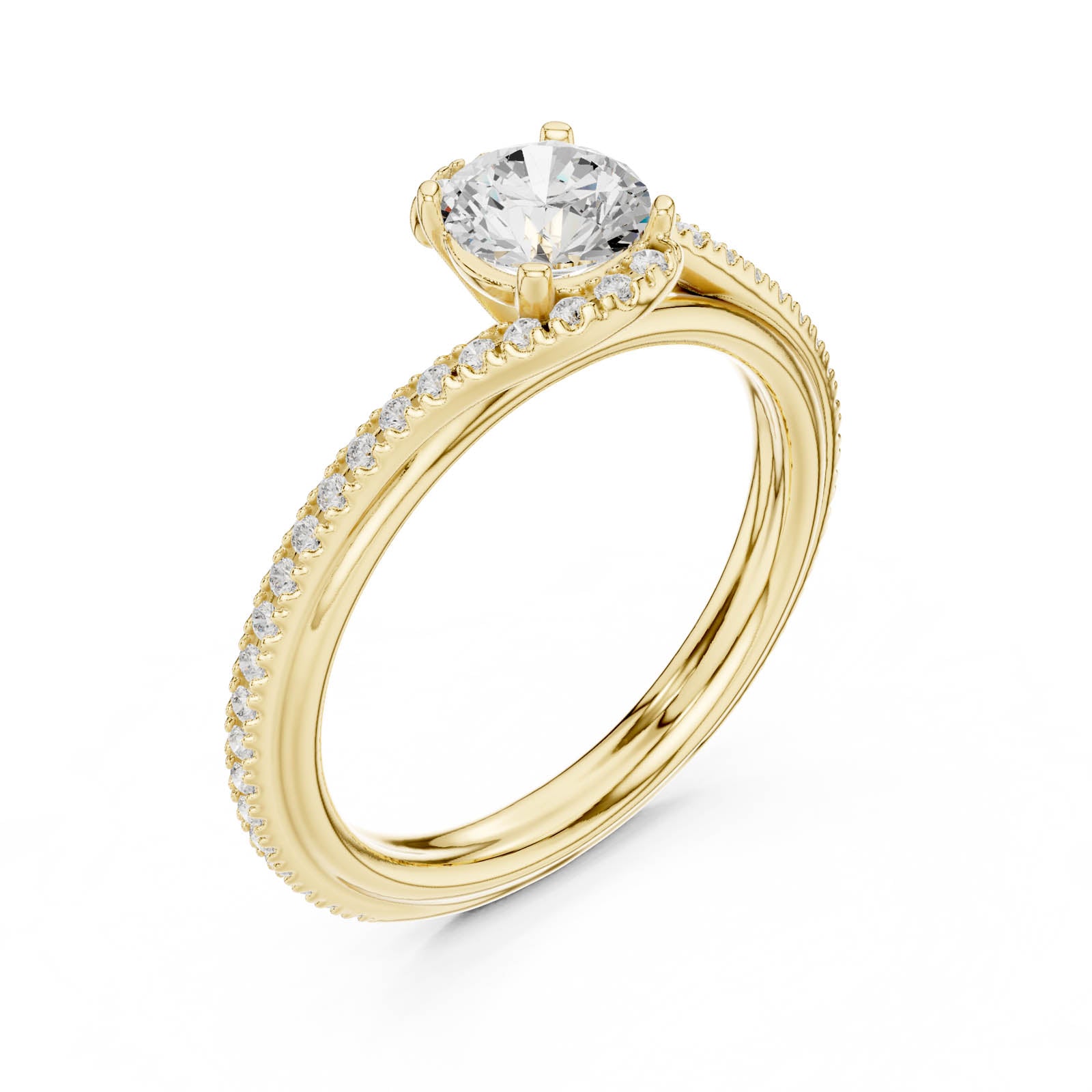 .96 Ct. Round Diamond Ring with Pavé Crossover Band (LR-0336)