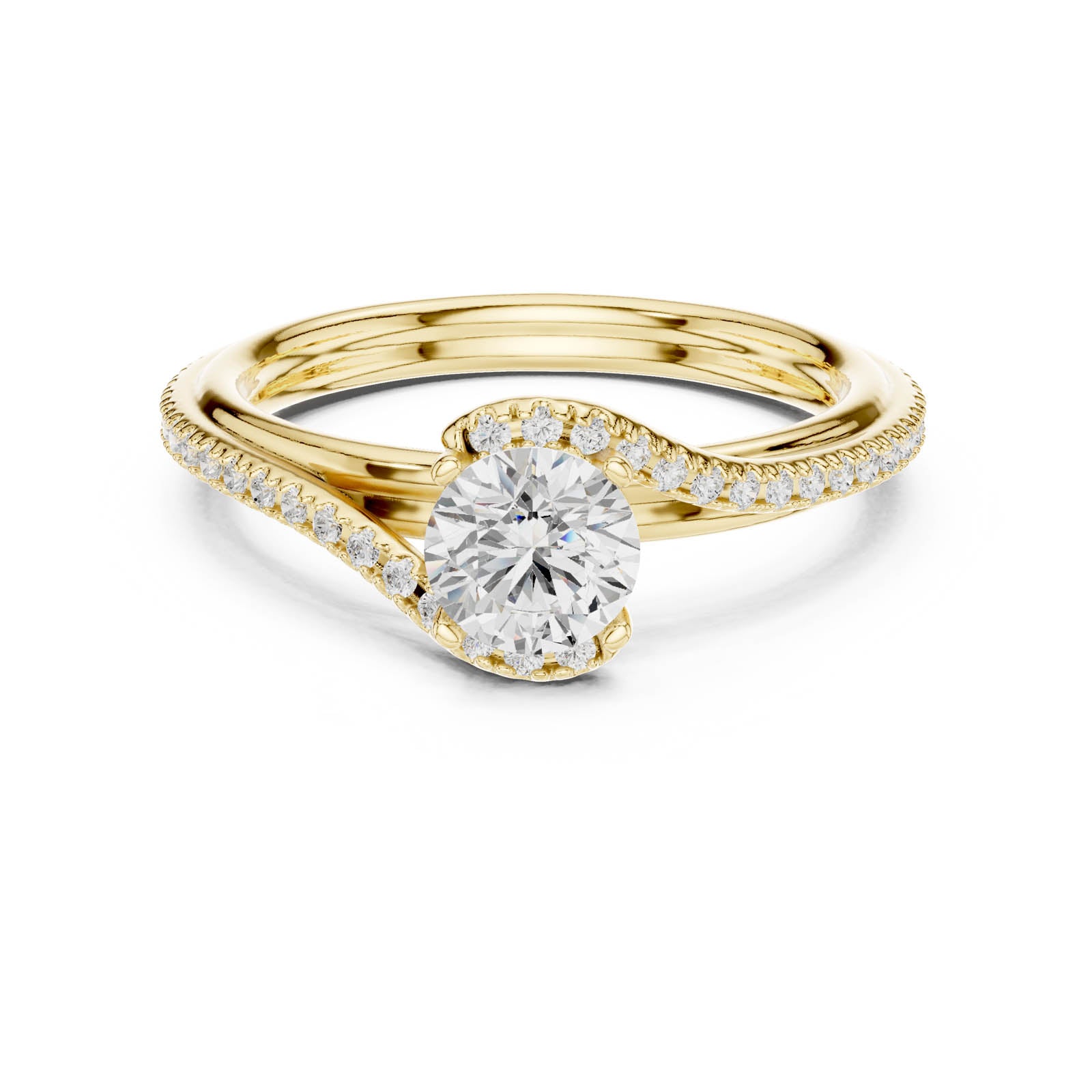 .96 Ct. Round Diamond Ring with Pavé Crossover Band (LR-0336) 5