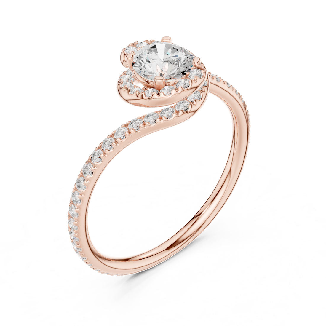 .97 Ct. Brilliant Round Solitaire with Swirl Pavé Band (LR-0338) 8