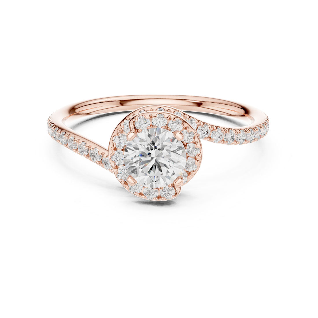 .97 Ct. Brilliant Round Solitaire with Swirl Pavé Band (LR-0338)
