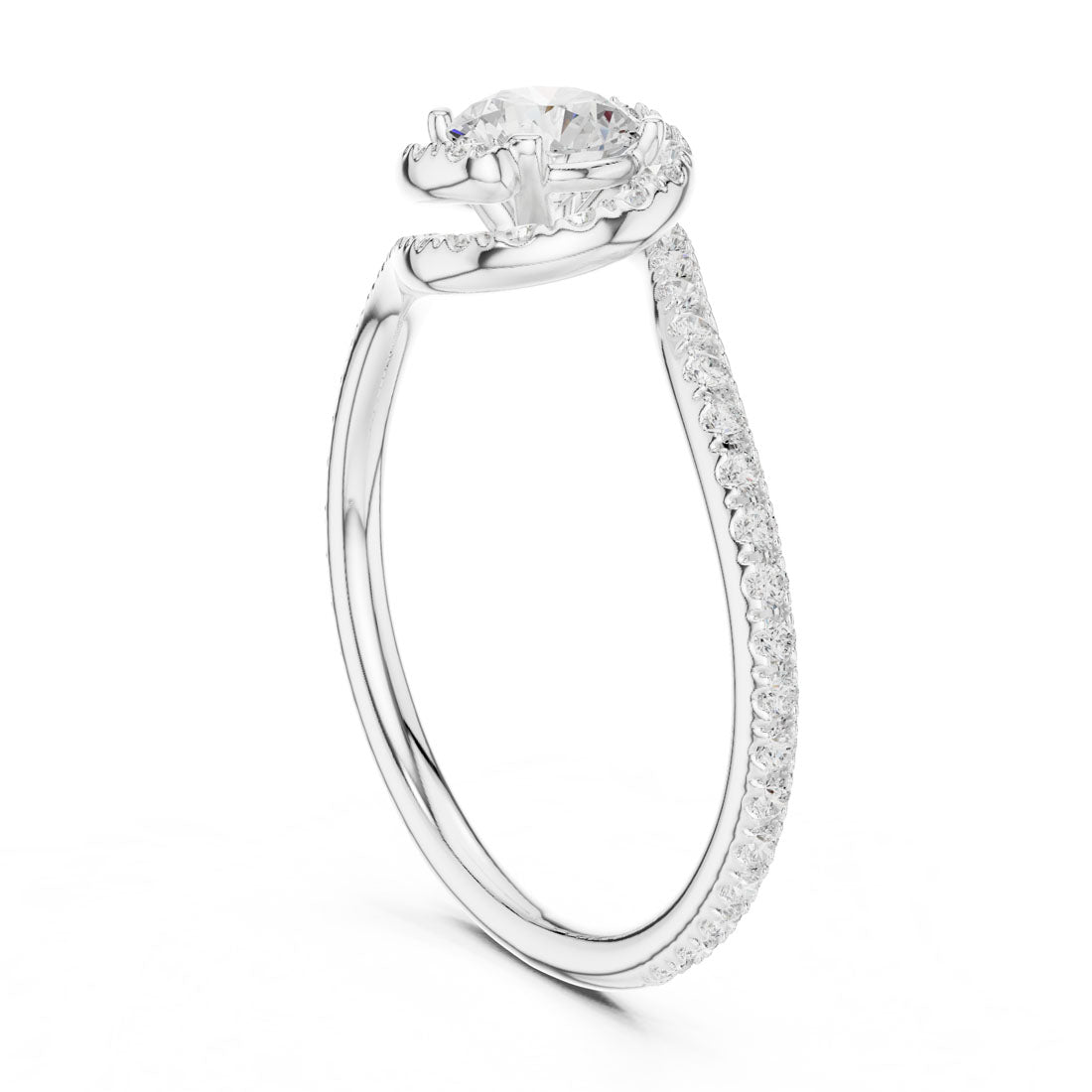 .97 Ct. Brilliant Round Solitaire with Swirl Pavé Band (LR-0338) 9