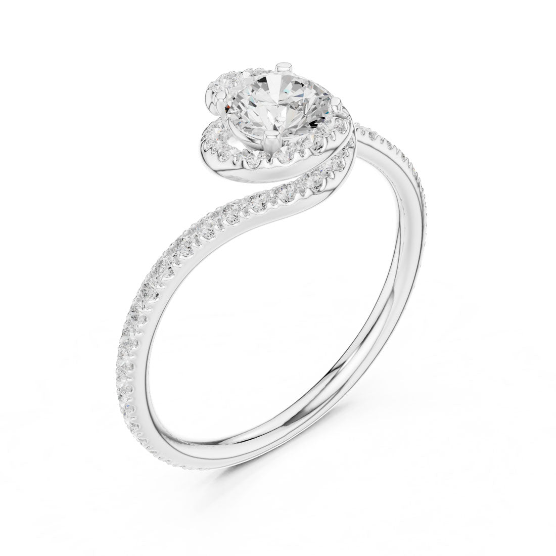 .97 Ct. Brilliant Round Solitaire with Swirl Pavé Band (LR-0338) 6