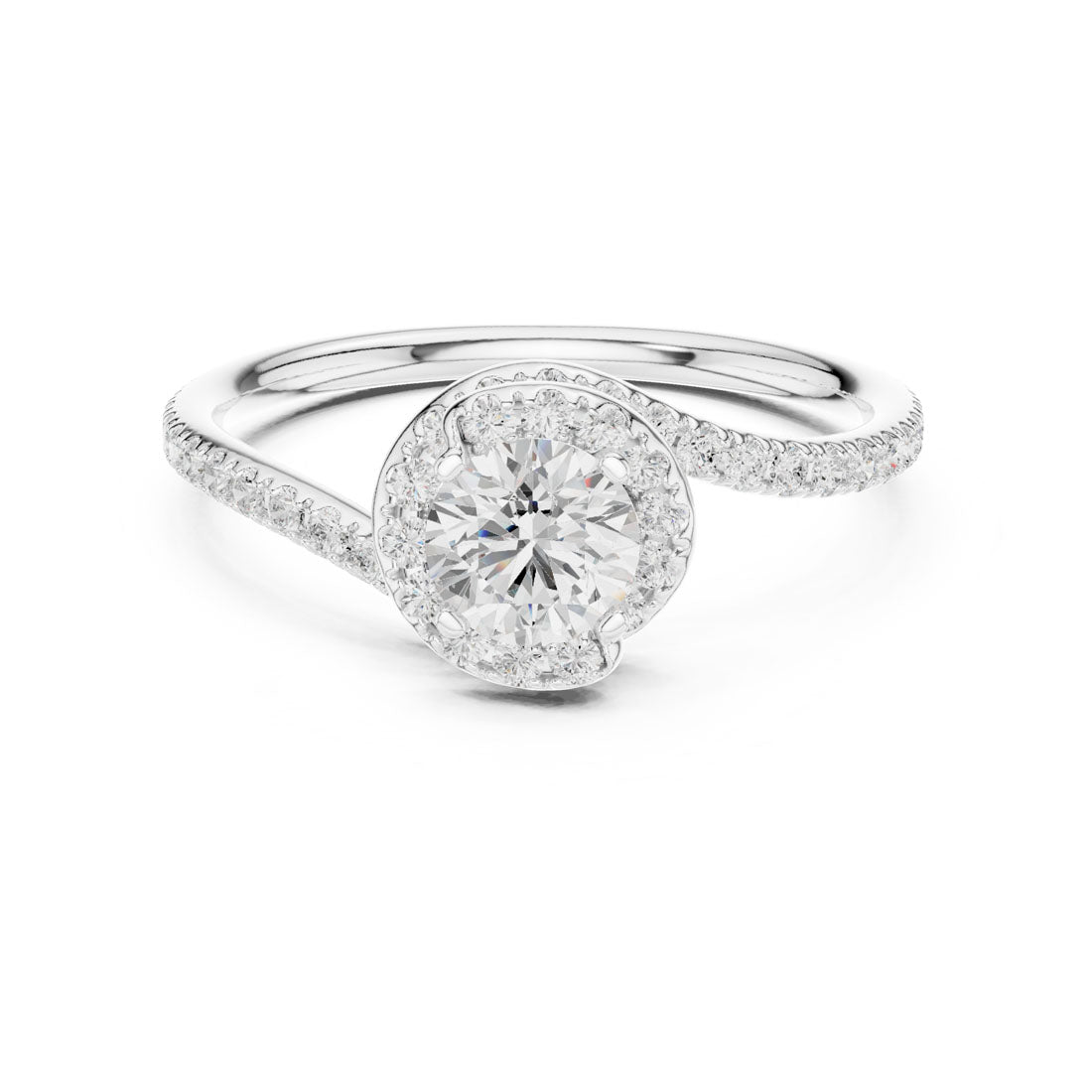 .97 Ct. Brilliant Round Solitaire with Swirl Pavé Band (LR-0338) 7