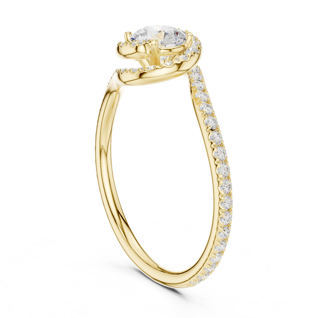 .97 Ct. Brilliant Round Solitaire with Swirl Pavé Band (LR-0338) 3