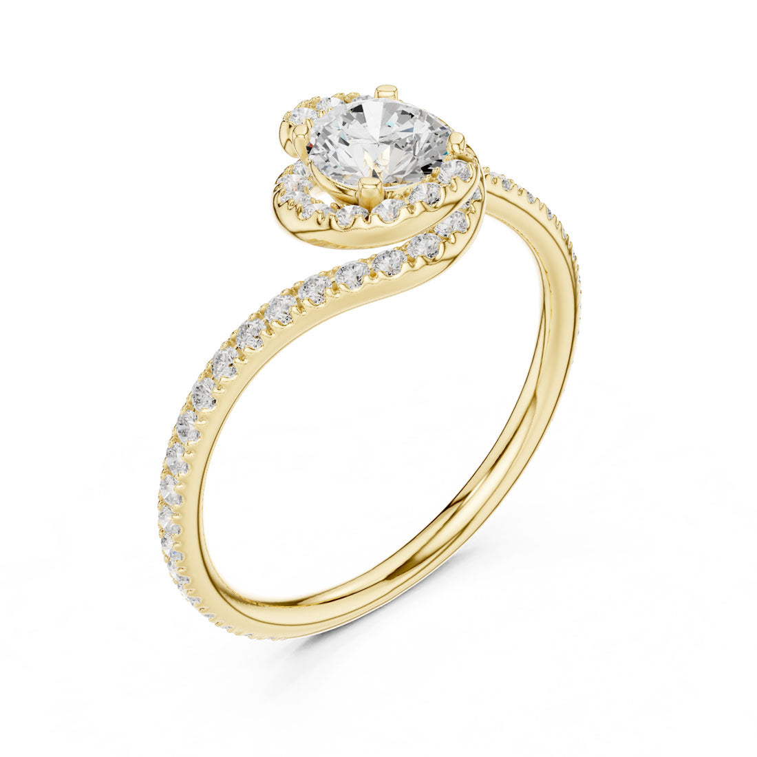 .97 Ct. Brilliant Round Solitaire with Swirl Pavé Band (LR-0338)