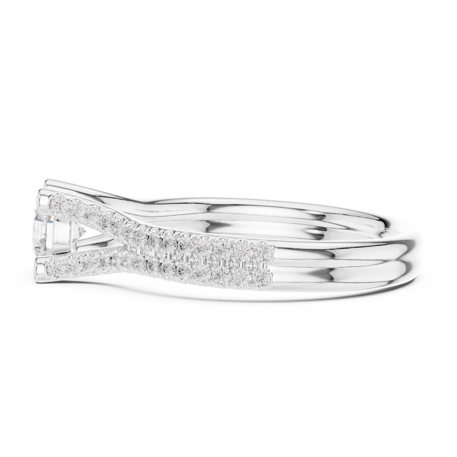 1.00 Ct. Round Diamond Ring with Split Pavé Band and Accent Details (LR-0343) 10