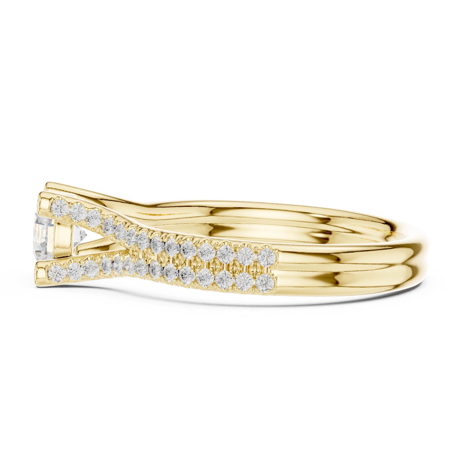 1.00 Ct. Round Diamond Ring with Split Pavé Band and Accent Details (LR-0343) 5