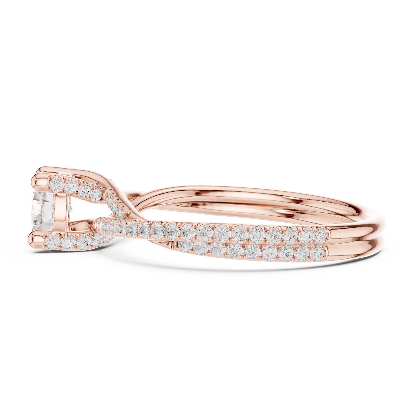 .89 Ct. Round Diamond Ring with Twisted Pavé Band (LR-0346) 7
