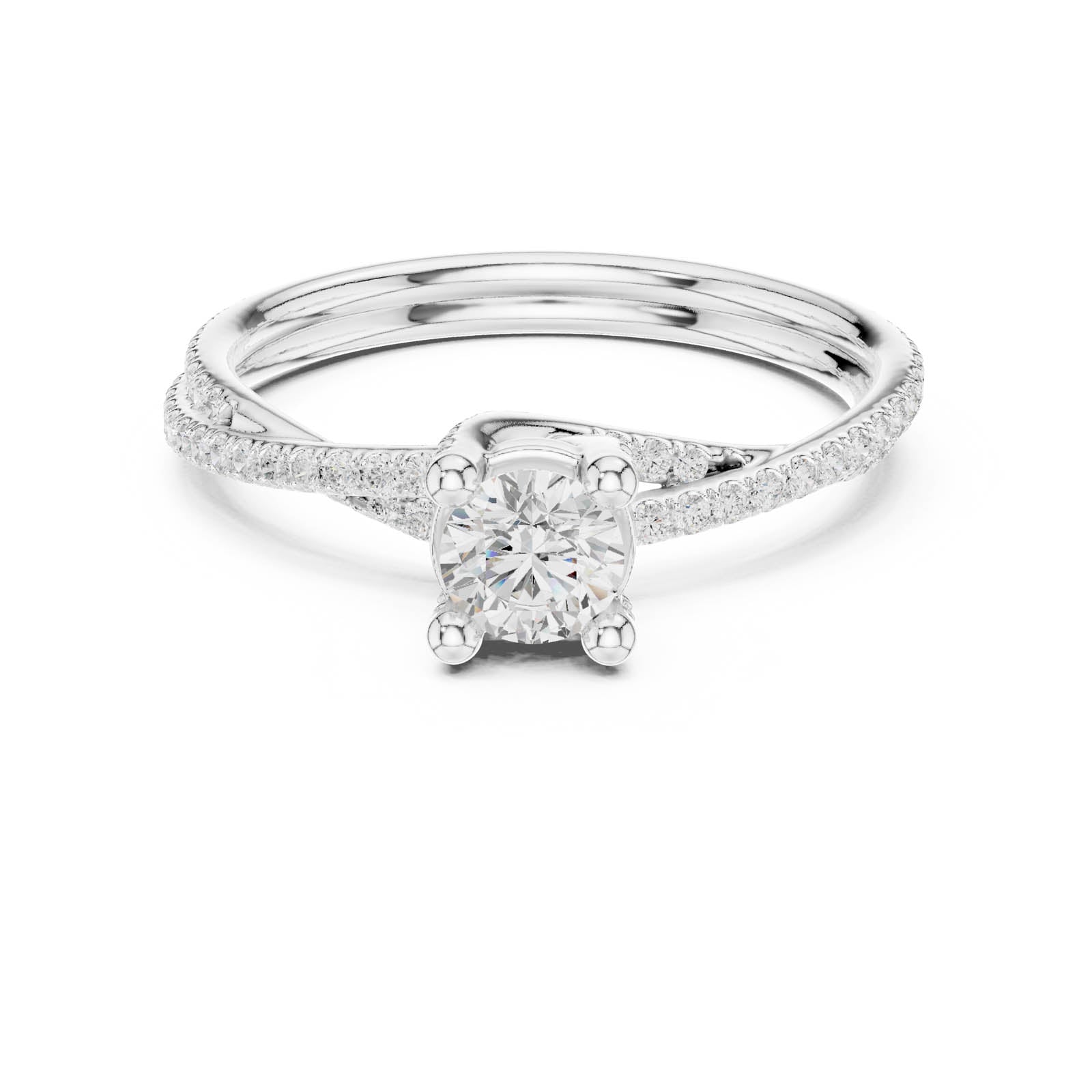 .89 Ct. Round Diamond Ring with Twisted Pavé Band (LR-0346) 5