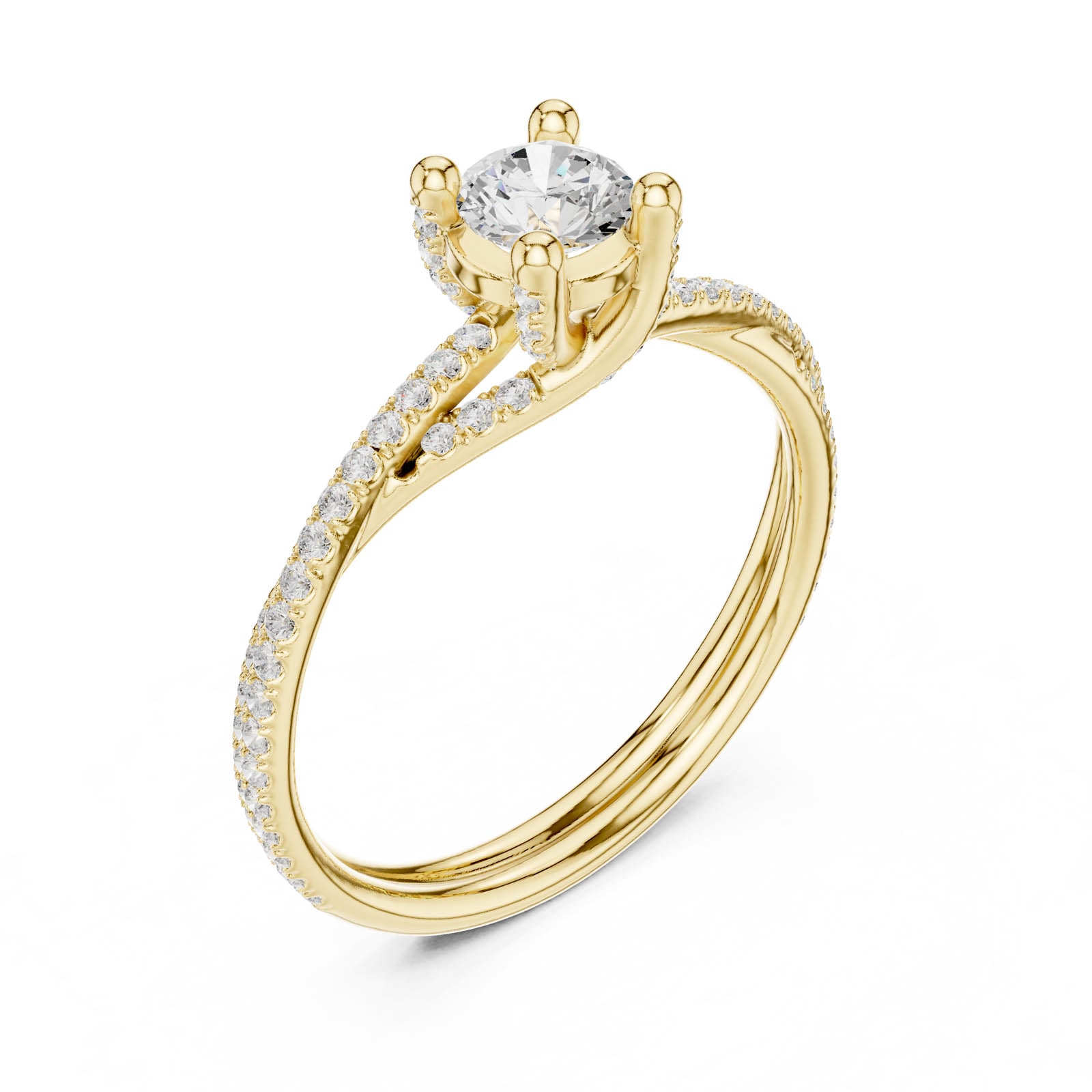 .89 Ct. Round Diamond Ring with Twisted Pavé Band (LR-0346) 6
