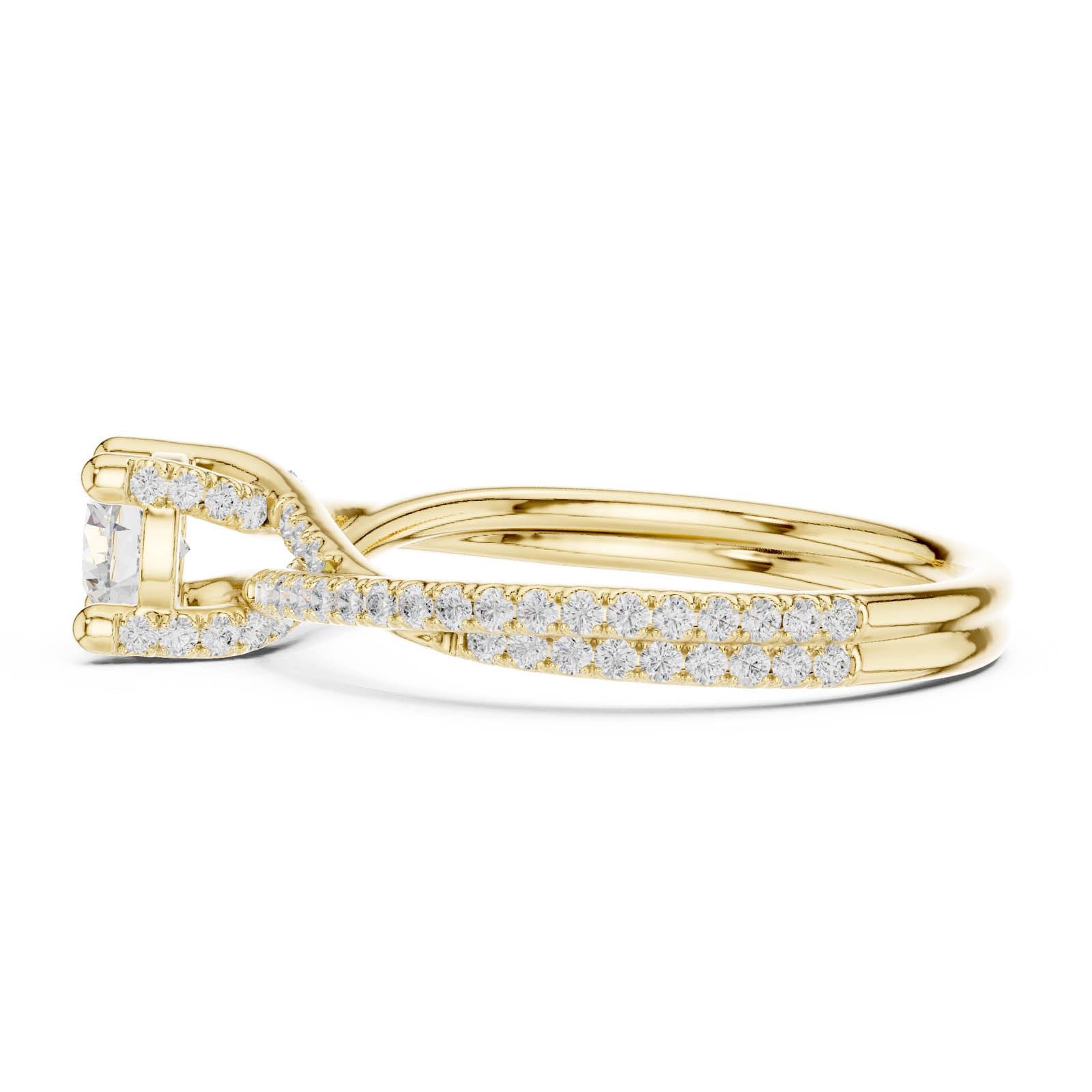 .89 Ct. Round Diamond Ring with Twisted Pavé Band (LR-0346) 3