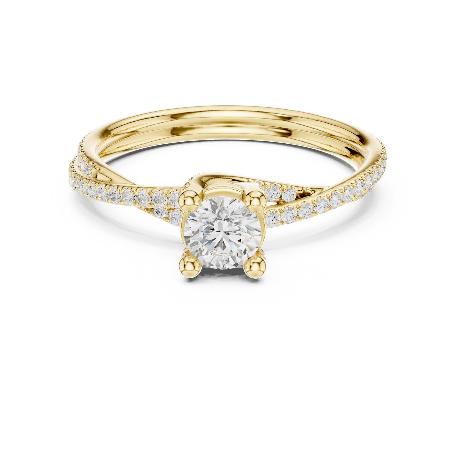 .89 Ct. Round Diamond Ring with Twisted Pavé Band (LR-0346) 11