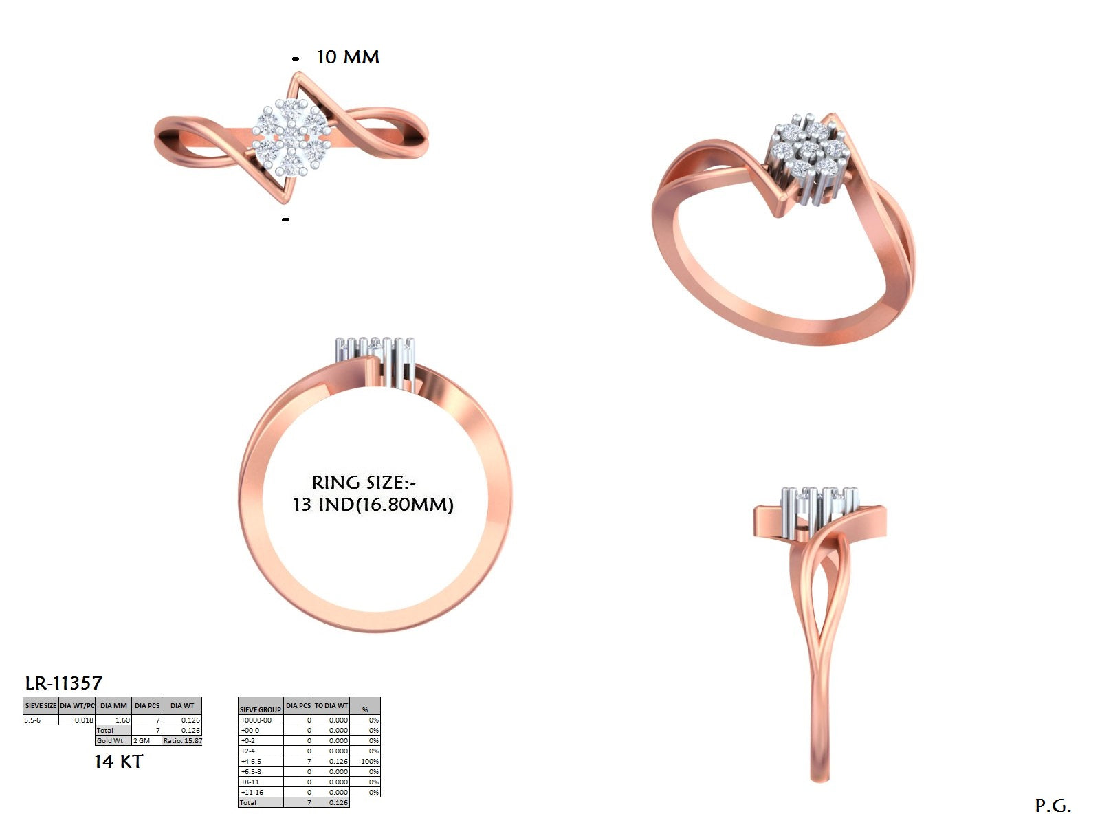 .13 Ct. Round Diamond Cluster Ring with Split Shank Design (DDLR-826) 13