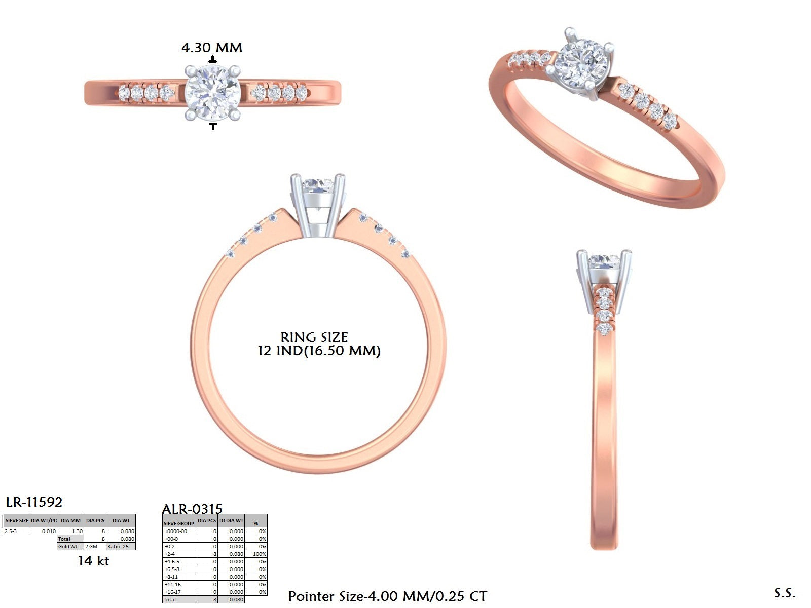 .33 Ct. Round Diamond Engagement Ring with Pavé Accent Band (DDLR-834) 13