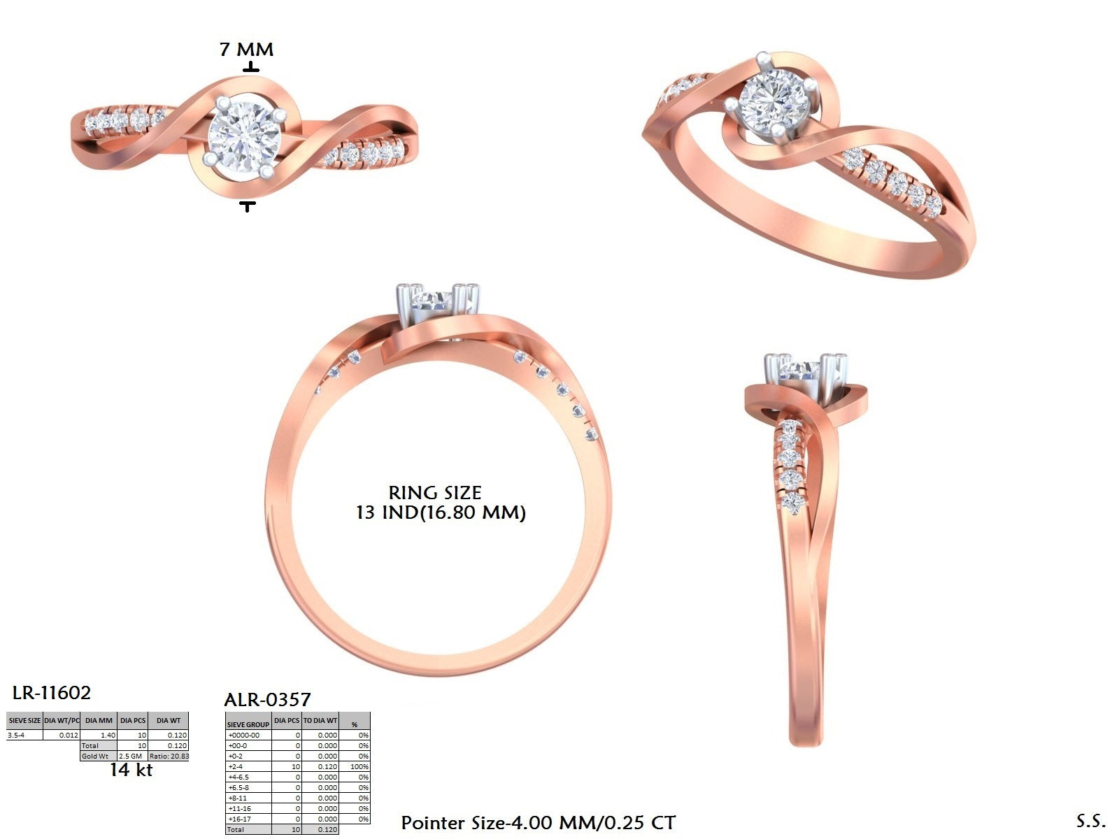 .37 Ct. Round Diamond Wave Ring with Pavé Accents (DDLR-836) 13