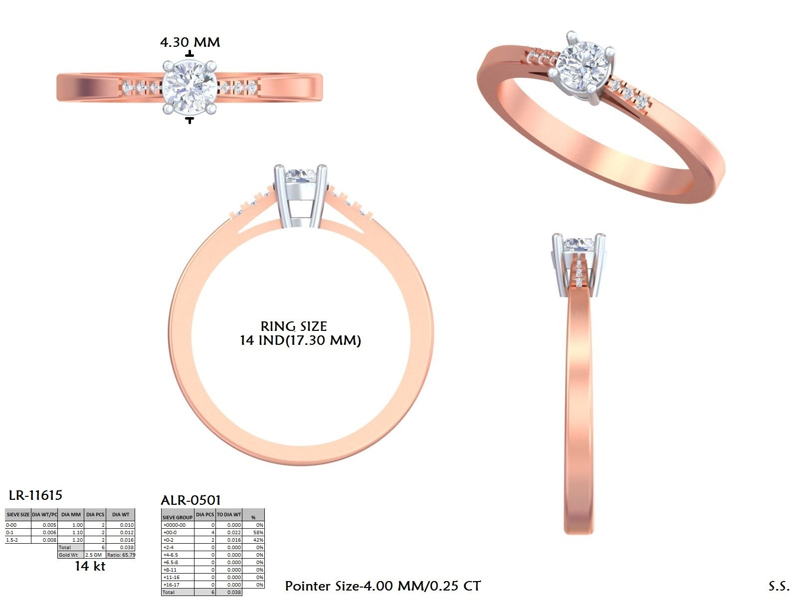 .29 Ct. Round Diamond Engagement Ring with Tapered Pavé Band (DDLR-838) 13