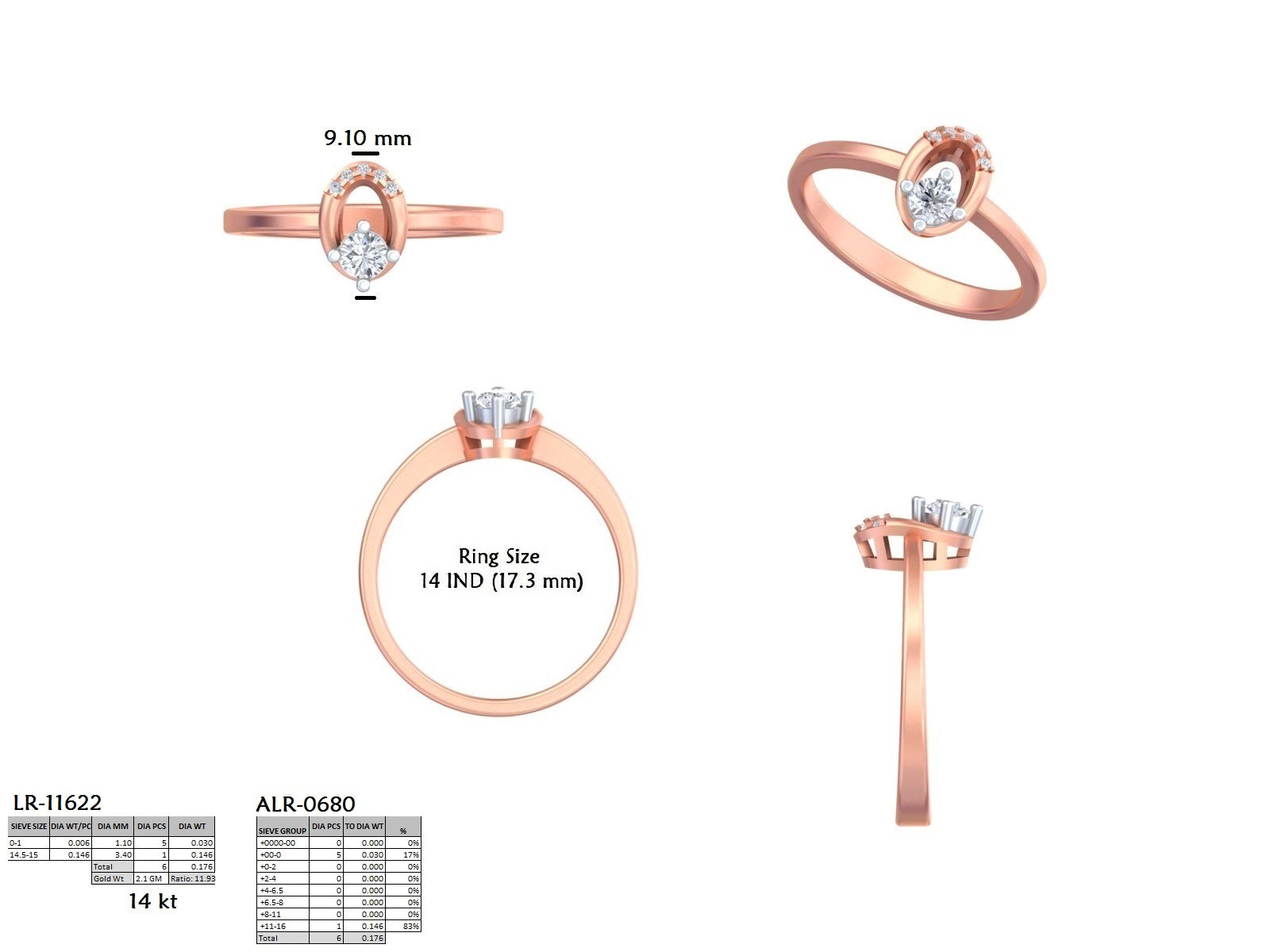 .18 Ct. Round Diamond Engagement Ring with Open Pavé Accent Design (DDLR-840) 13