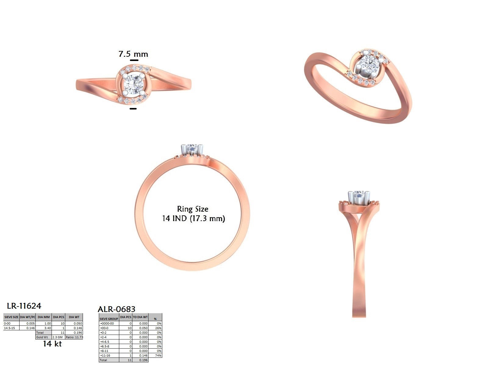 .20 Ct. Round Diamond Swirl Ring with Pavé Accents (DDLR-841) 13