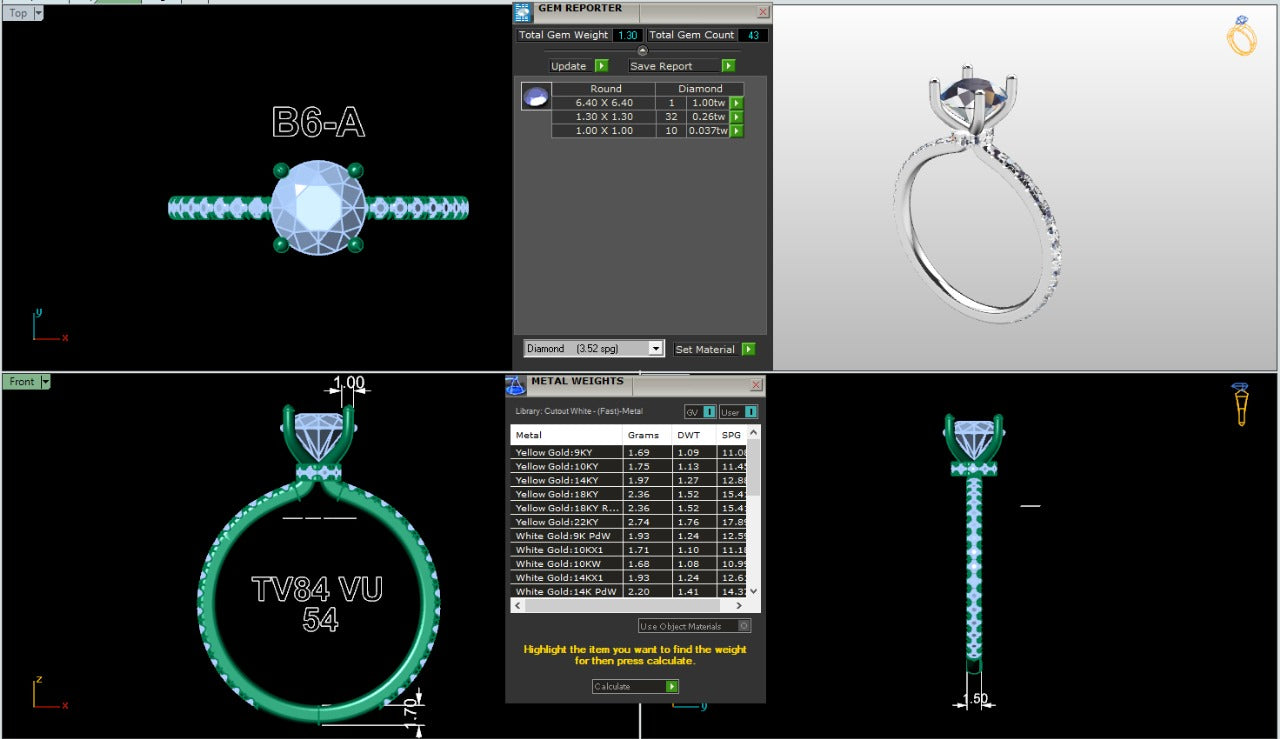 1.30 Ct. Classic Round Diamond Ring with Hidden Halo and Pavé Shank (b6-a) 16