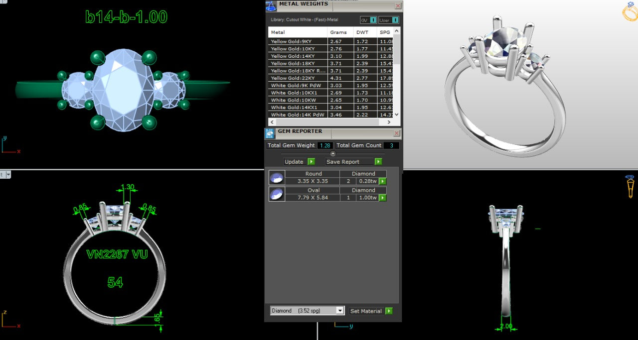 .50-1.00 Ct. Classic Oval Diamond Ring with Round Side Stones (b14-b) 17