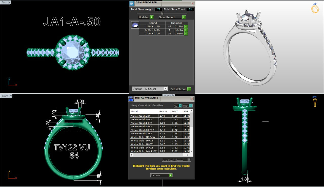 .50-1.00 Ct. Round Diamond Halo Ring with Pavé Band and Four-Prong Setting (ja1-a) 16