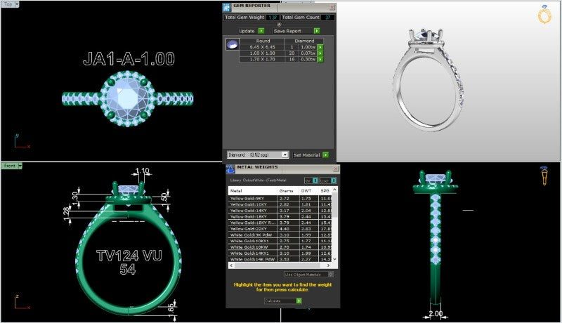.50-1.00 Ct. Round Diamond Halo Ring with Pavé Band and Four-Prong Setting (ja1-a) 17
