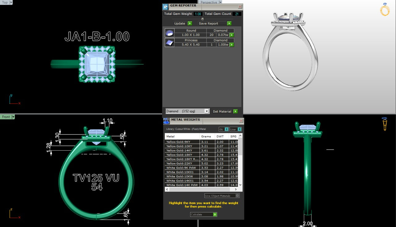 .50-1.00 Ct. Princess Cut Diamond Halo Ring with Four-Prong Setting (ja1-b copy) 17