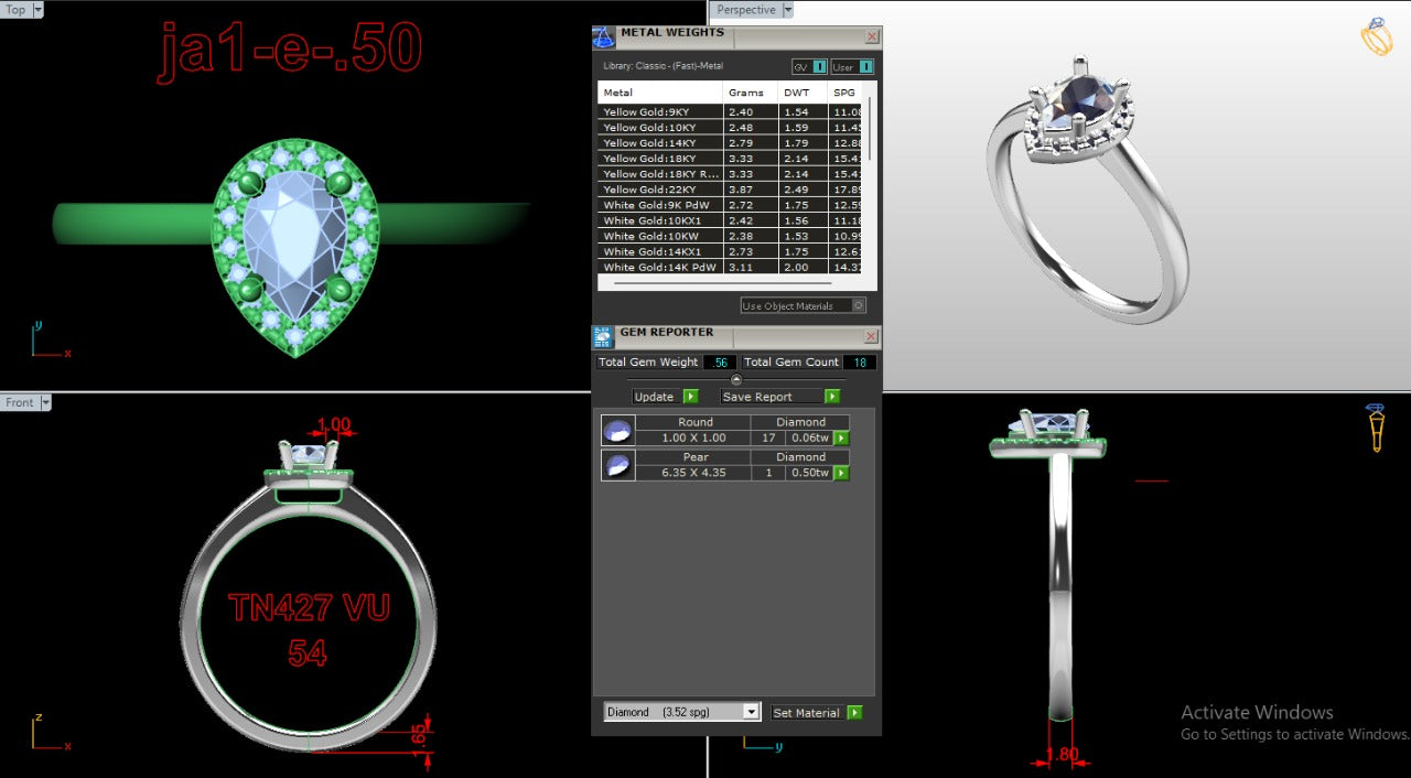 .50-1.00 Ct. Pear-Shaped Diamond Halo Ring with Four-Prong Setting (ja1-e copy) 16