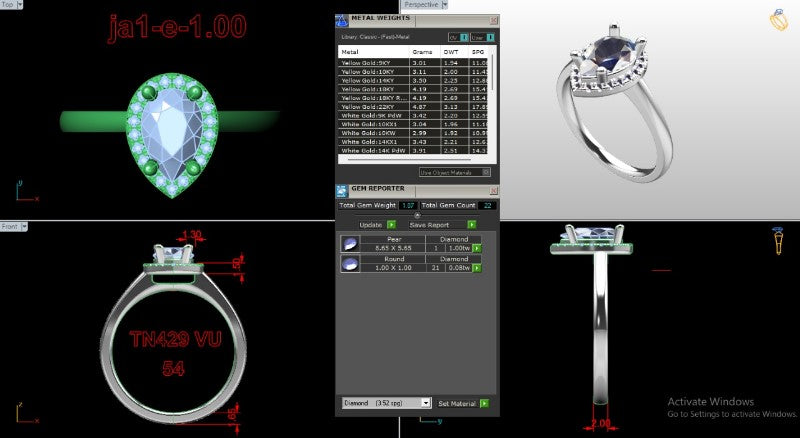.50-1.00 Ct. Pear-Shaped Diamond Halo Ring with Four-Prong Setting (ja1-e copy) 17