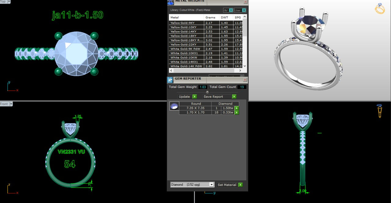 .50-1.50 Ct. Round Diamond Engagement Ring with Pavé Band (ja11-a) 18