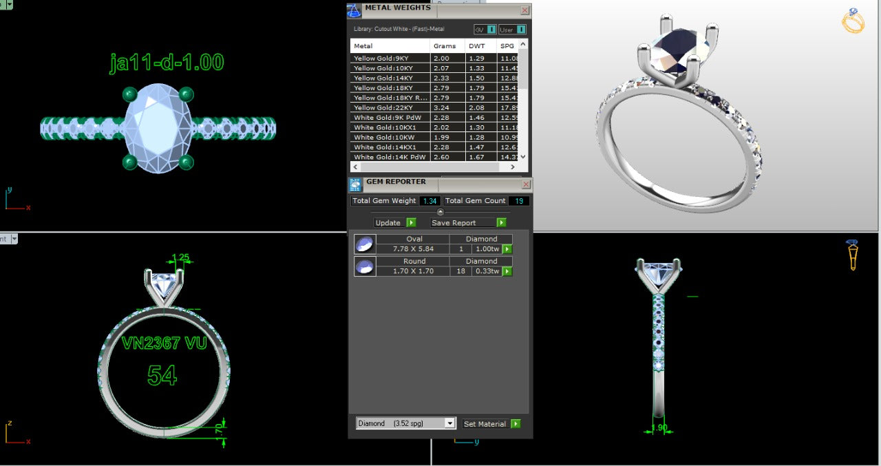 .50-1.50 Ct. Oval Diamond Engagement Ring with Pavé Band (ja11-d) 17