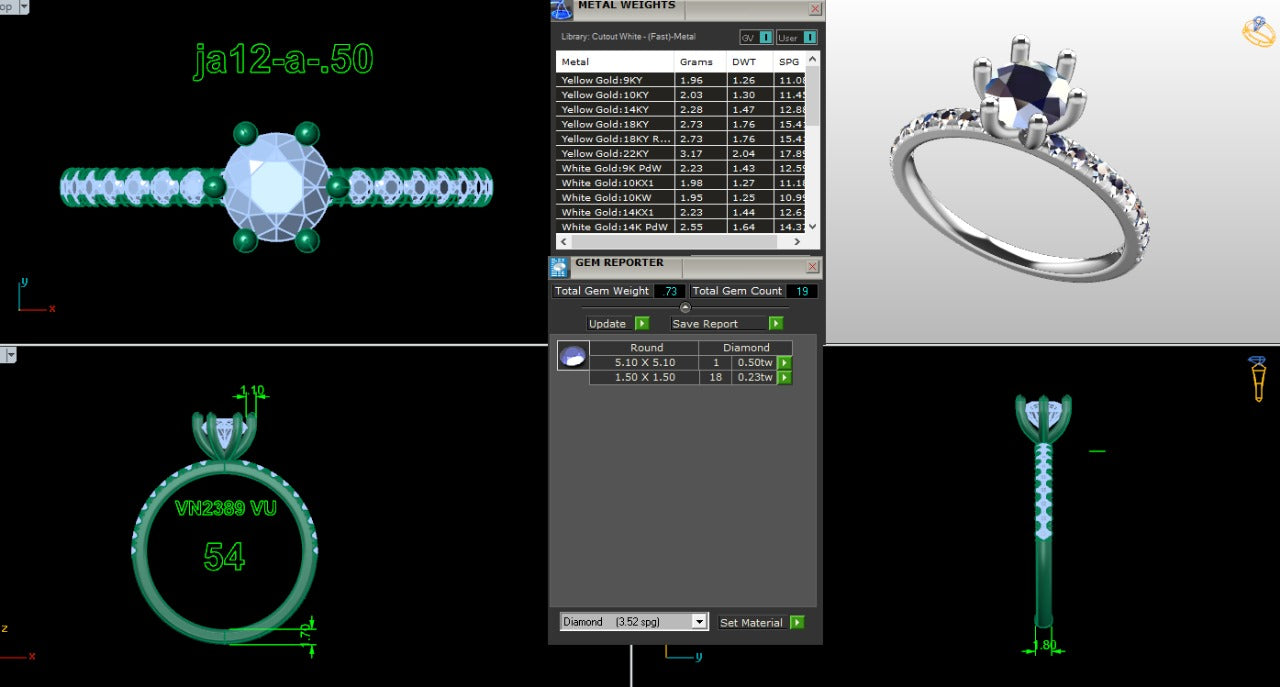.50-1.50 Ct. Round Brilliant Diamond Engagement Ring with Pavé Band (ja12-a) 16