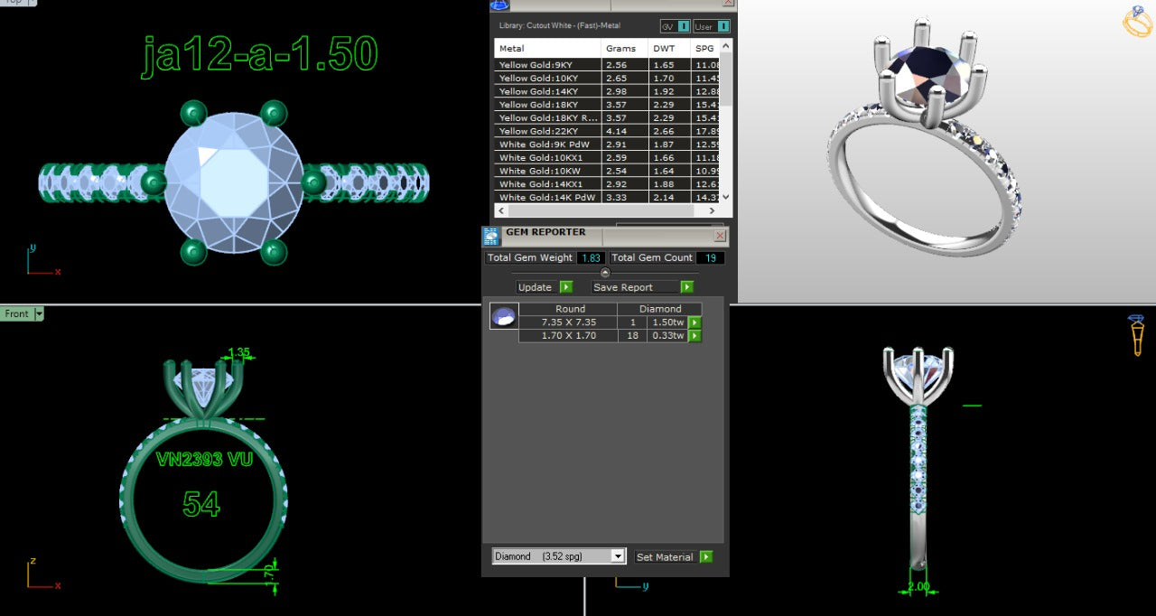 .50-1.50 Ct. Round Brilliant Diamond Engagement Ring with Pavé Band (ja12-a) 18