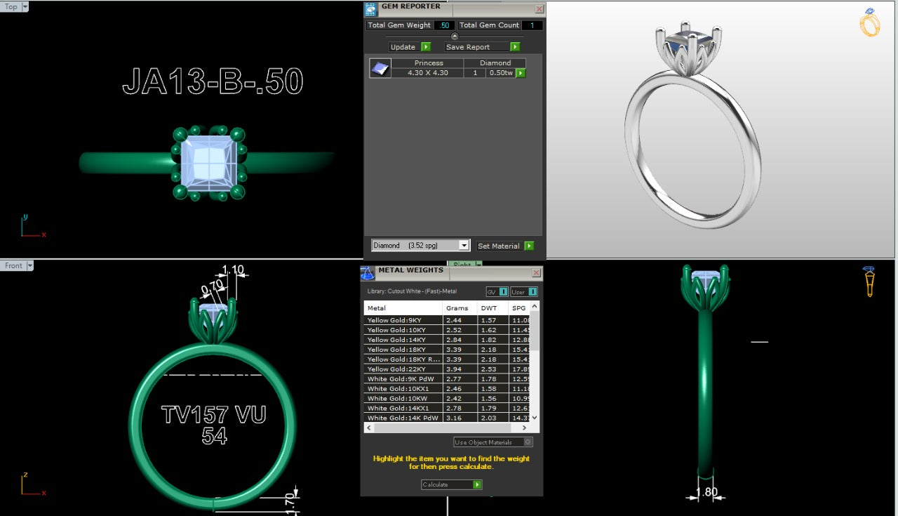 .50-1.50 Ct. Princess Cut Diamond Solitaire Ring with Prong Setting (ja13-b copy) 16