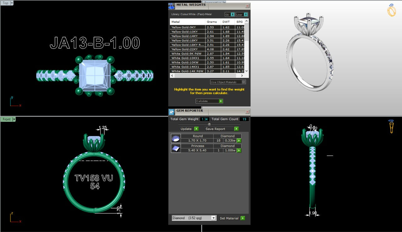 .50-1.50 Ct. Princess-Cut Diamond Ring with Diamond-Accented Band (ja13-b) 17