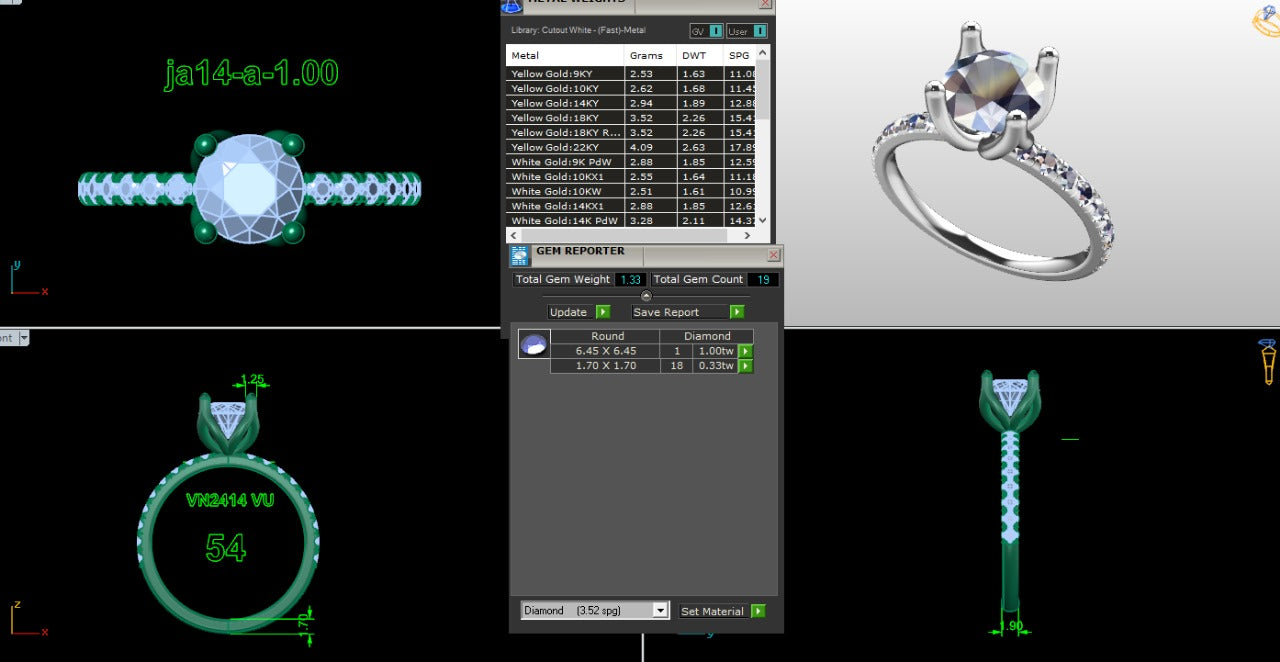 .50-1.50 Ct. Classic Round Diamond Pavé Solitaire Ring with Four-Prong Setting (ja14-a) 17
