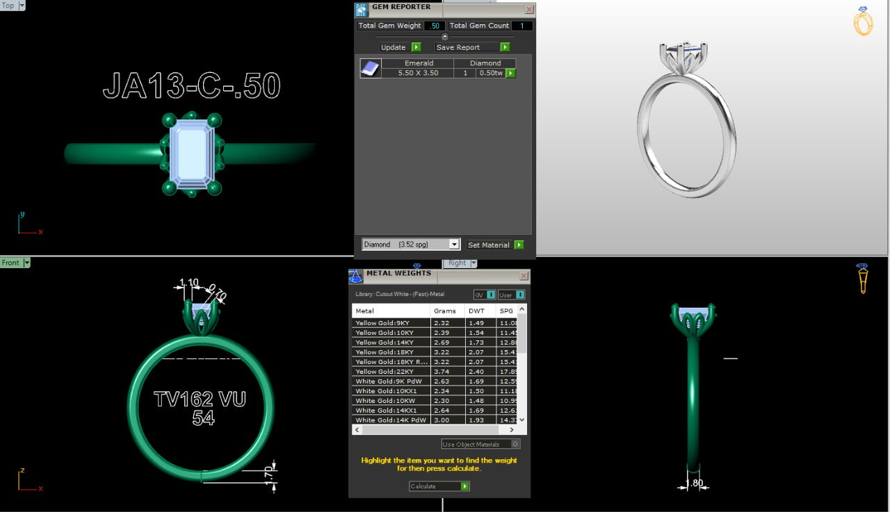 .50-1.50 Ct. Classic Emerald-Cut Diamond Solitaire Ring with Eight-Prong Setting (ja13-c copy) 16