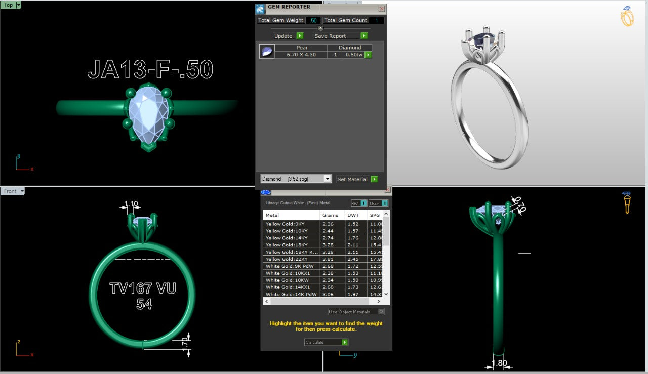 .50-1.50 Ct. Classic Pear-Shaped Diamond Solitaire Ring with Six-Prong Setting (ja13-f copy) 16