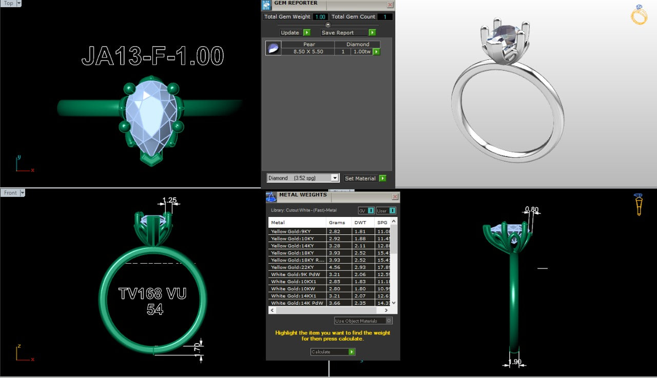 .50-1.50 Ct. Classic Pear-Shaped Diamond Solitaire Ring with Six-Prong Setting (ja13-f copy) 17